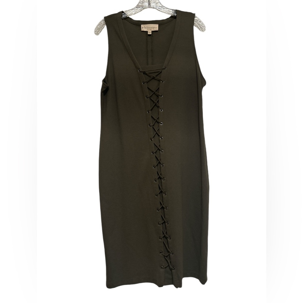 Philosophy Army Green Front Lace Dress